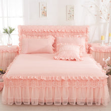 Load image into Gallery viewer, 1 Piece Lace Bed Skirt +2pieces Pillowcases bedding set Princess Bedding Bedspreads sheet Bed For Girl bed Cover King/Queen size
